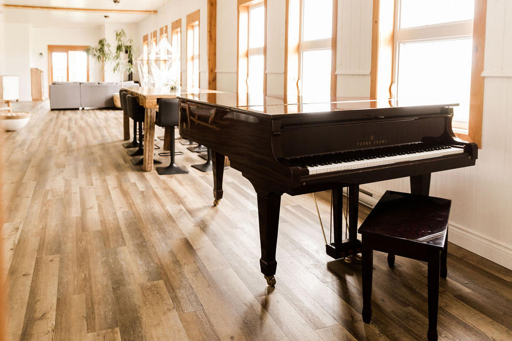 Living Room with piano